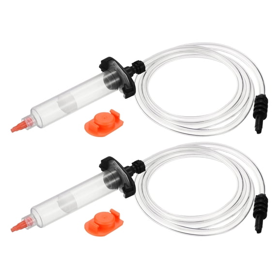 Uxcell 2Pcs 10cc Air Tubing Glue Dispenser Syringes Kit, Syringes Connector Adapter Plastic Clear Tube Sleeve with Piston, End Cap, Top Hat for Industrial Glue Liquid Dispensing, Black
