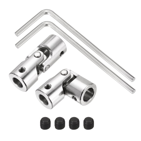 Uxcell 2Pcs 10mm to 12mm ID Steering Universal Joint Shaft Coupling, SAE 1045 steel 45Degree Rotatable Joints Coupler with Screws Wrench Set for Model Car Ship Drive Shaft Motor