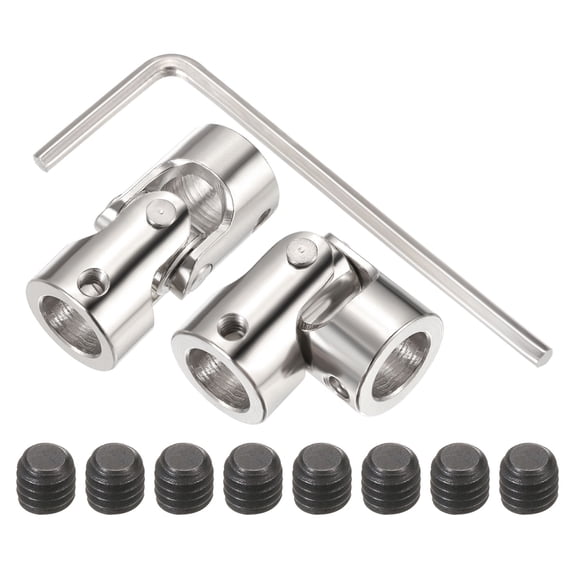 Uxcell 2Pcs 10mm to 10mm ID Steering Universal Joint Shaft Coupling L35XD16 Metal 45Degree Rotatable Joints Coupler