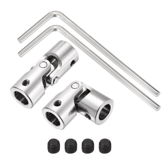 Uxcell 2Pcs 12mm to 12mm ID Steering Universal Joint Shaft Coupling, SAE 1045 steel 45Degree Rotatable Joints Coupler with Screws Wrench Set for Model Car Ship Drive Shaft Motor