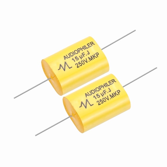 Uxcell 2Pcs 15uF High-Frequency Divider Capacitor, 250V Audio Speaker Crossover Non-Polarity Polypropylene MKP Film Capacitors