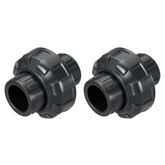 Uxcell 2Pcs 2" Union Coupling Pipe Fitting, SCH40 (Socket x Socket) Furniture Grade Slip Union Coupling Adapter for Pipe Connection, Hose Extension