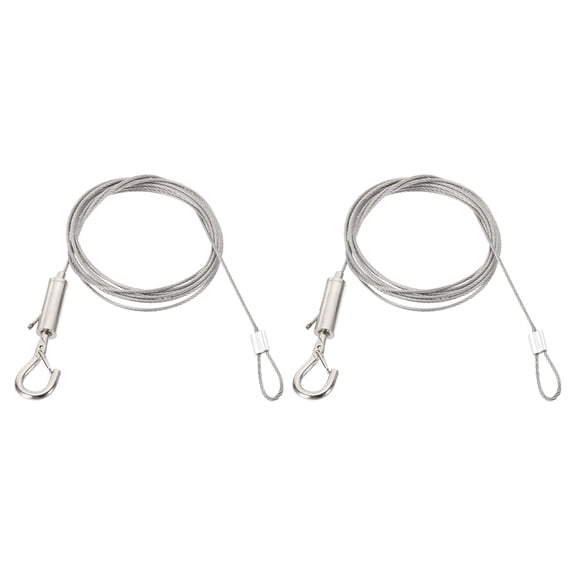 Uxcell 2 Sets 2m x 1.5mm Heavy Duty Adjustable Picture Hanging Wire Kit with Loop & Hook