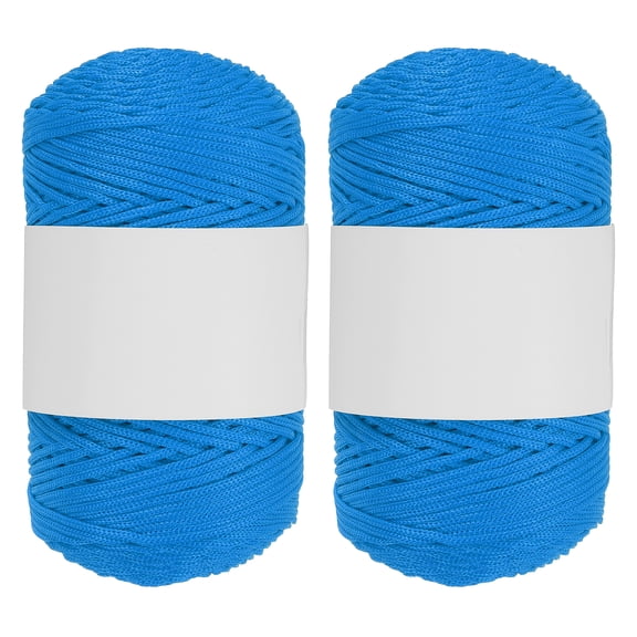 Uxcell 2Pcs 2mm Polyester Macrame Cord, 230m/750ft, Blue, Polypropylene Braided Rope, Crochet Yarn Cord String for Wall Hangings Crocheting Necklaces Bags Rug Beading DIY Crafts