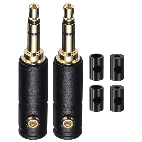 Uxcell 2Pcs 3.5mm Replacement Repair Plug Jack, 3 Pole 3.5mm TRS Stereo Male Plug Solder Joint DIY Audio Cable Connector for Headphone Earphone Microphone Cable Repair, Black