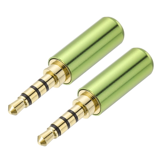 Uxcell 2Pcs 3.5mm Replacement Repair Plug Jack, 4 Pole Metal Stereo Male Plug 3.5mm Solder DIY Audio Cable Connector for Headphone Earphone Microphone Cable Repair, Green