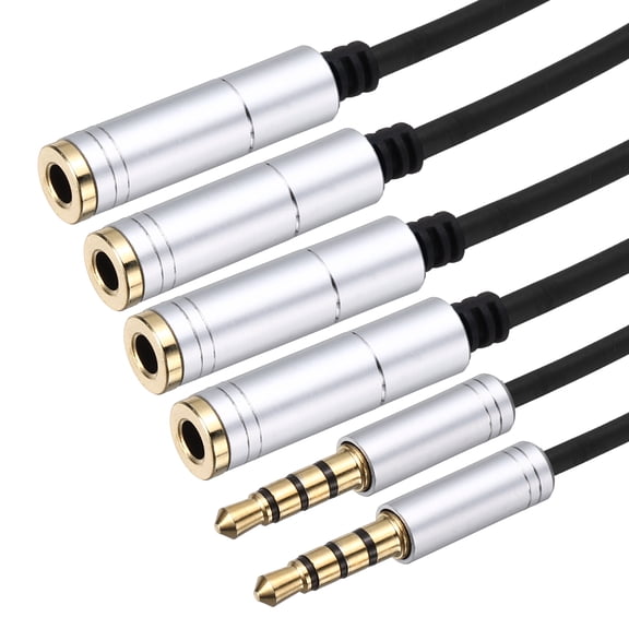 Uxcell 2Pcs 3.5mm Splitter Male to 2 Dual 3.5mm Female Y Jack Aux Splitter for Phone Headset PS4 Switch Tablets, 1ft, Gray