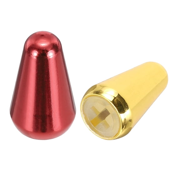 Uxcell 2Pcs 3 Way 5 Way Guitar Toggle Switch Tip, Brass Cross-Slot Push-in 4.5mm/0.18" Toggle Pickup Switch Knob Tip for ST TL Electric Guitar Replacement Parts, Gold/Dark Red