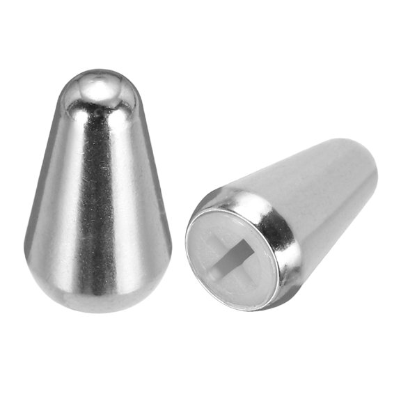 Uxcell 2Pcs 3 Way 5 Way Guitar Toggle Switch Tip, Brass Cross-Slot Push-in 4.5mm/0.18" Toggle Pickup Switch Knob Tip for ST TL Electric Guitar Replacement Parts, Silver