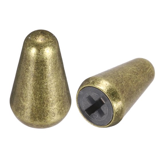 Uxcell 2Pcs 3 Way 5 Way Guitar Toggle Switch Tip, Brass Cross-Slot Push-in 4.5mm/0.18" Toggle Pickup Switch Knob Tip for ST TL Electric Guitar Replacement Parts, Bronze