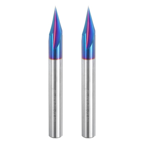 Uxcell 2Pcs 30 Degree V Groove Engraving Router Bit for CNC Tip and 3 Flutes 1/4 inch Shank Carving Bit Carbide End Mill