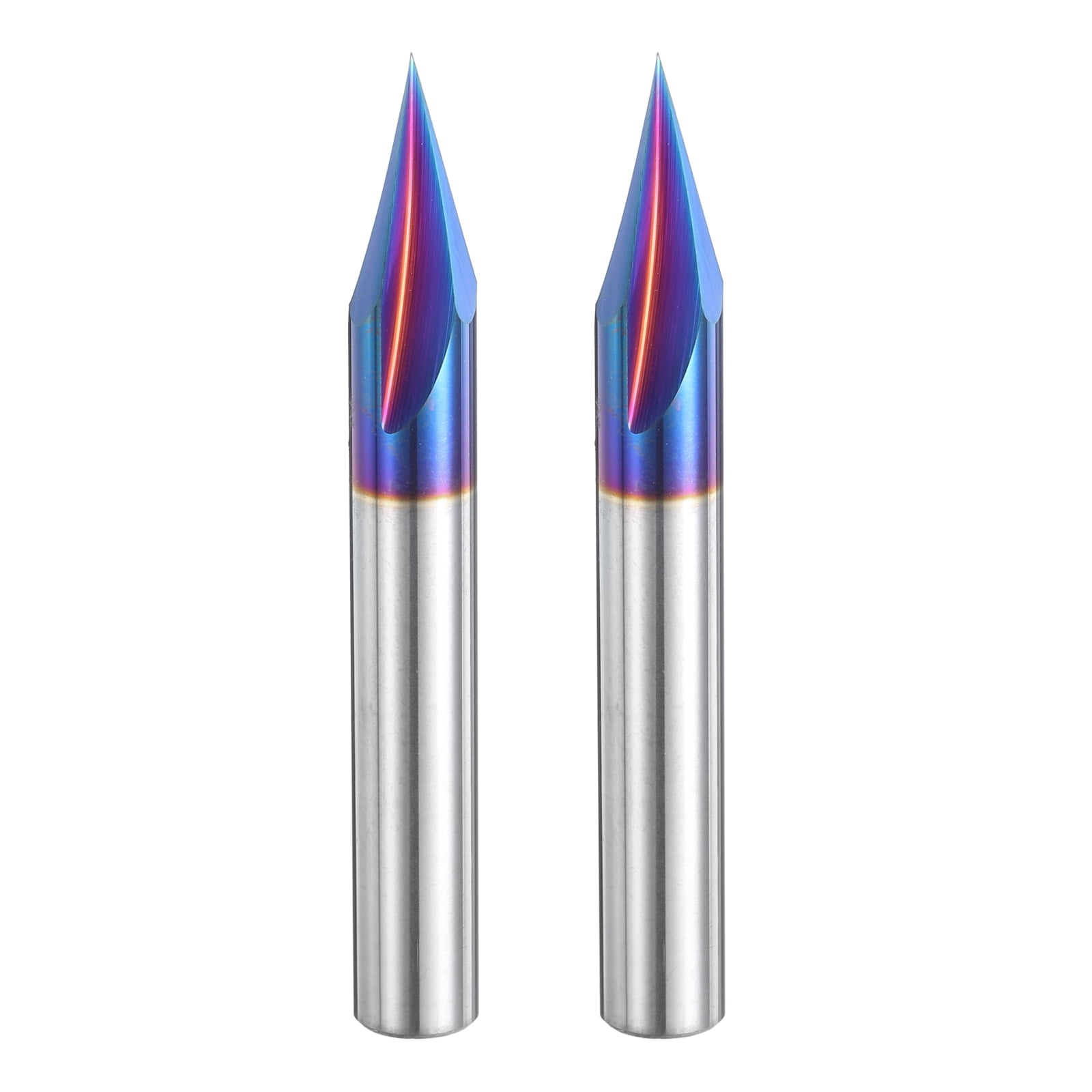 Uxcell 2Pcs 30 Degree V Groove Engraving Router Bits for CNC Tip and 3 Flutes 1/4 inch Shank Carving Bit Carbide End Mil