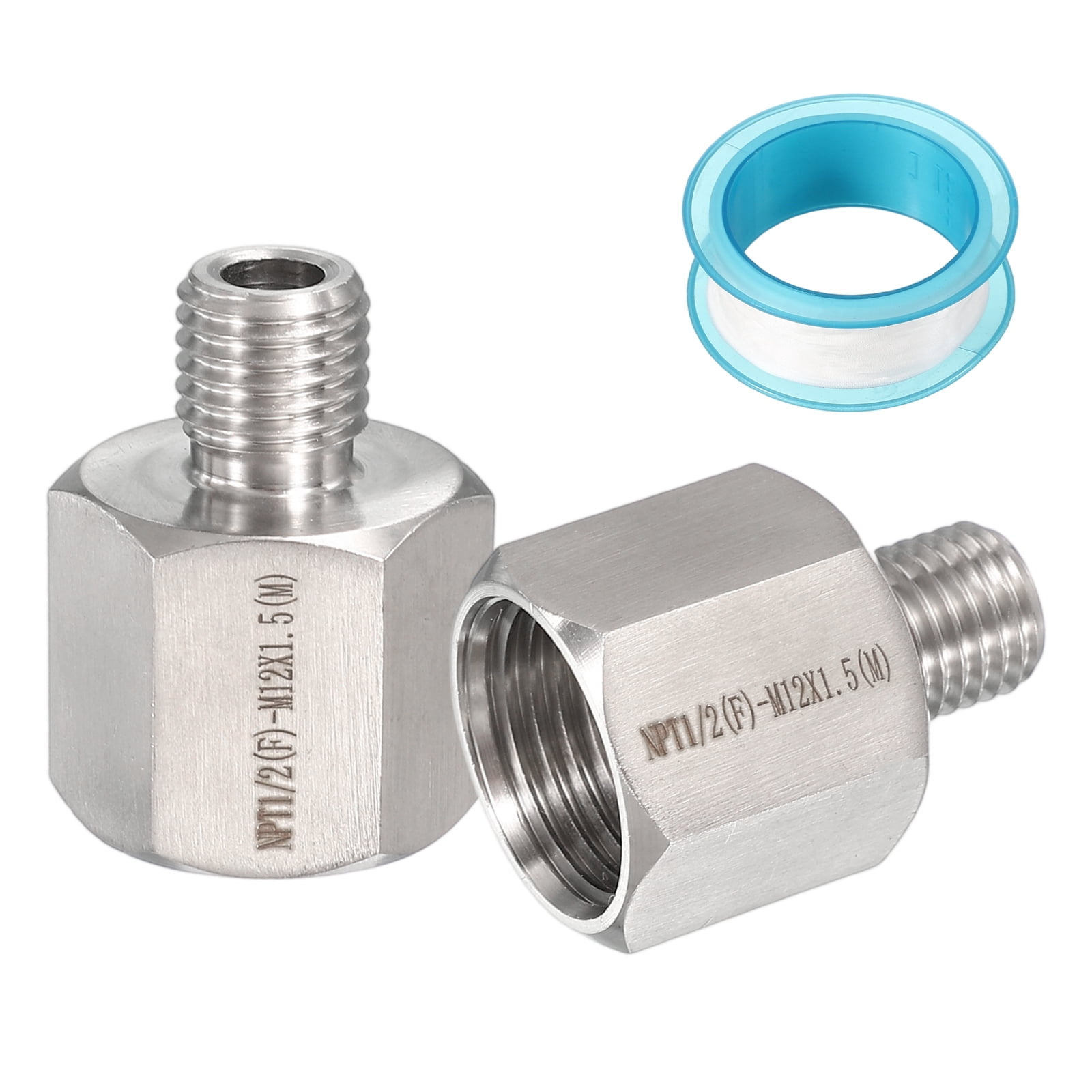 Thread Convert Adapters Uxcell 2Pcs 304 Stainless Steel Forged Pipe Fitting, 1/2