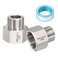 thumbnail image 1 of Uxcell 2Pcs 304 Stainless Steel Forged Pipe Fitting, 3/4" NPT Female to M24x1.5 Thread Adapter Hex Pipe Fitting Adapter for Hose Line Connection Convert, Silver(1.38x1.42"), 1 of 6