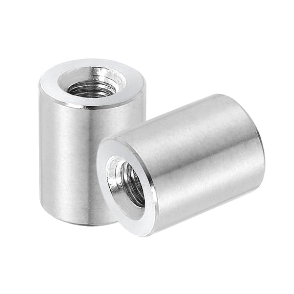 Uxcell 2Pcs 304 Stainless Steel M8x1.25mm Round Coupling Nuts, 0.63x0.79"(ODxH)