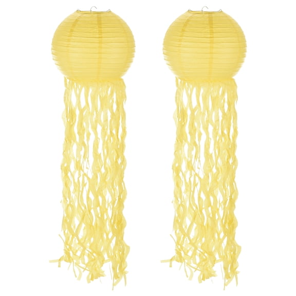 Uxcell 2Pcs 31x10in Jellyfish Paper Lantern, Yellow