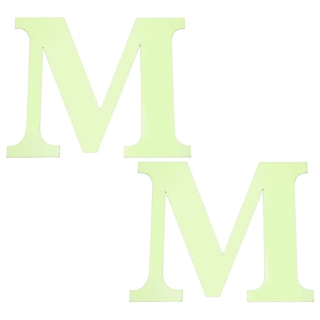 Uxcell 2Pcs 3D Alphabet Mirror Wall Stickers, 3.9" Letter "M" Self-Adhesive Glow in the Dark Sticker for DIY Party Wedding House Room Bedroom Wall Decoration, Fluorescent Green