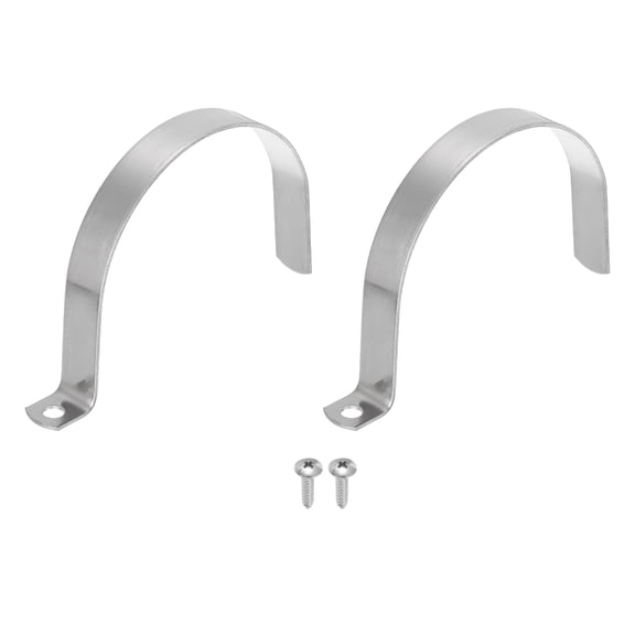 Uxcell 2Pcs 4-1/4" Pipe Strap, 1 Hole Pipe Clamp 304 Stainless Steel Rigid Conduit Clamp U Bracket Heavy Duty with Self-Tapping Screws for Tube Installation, Silver