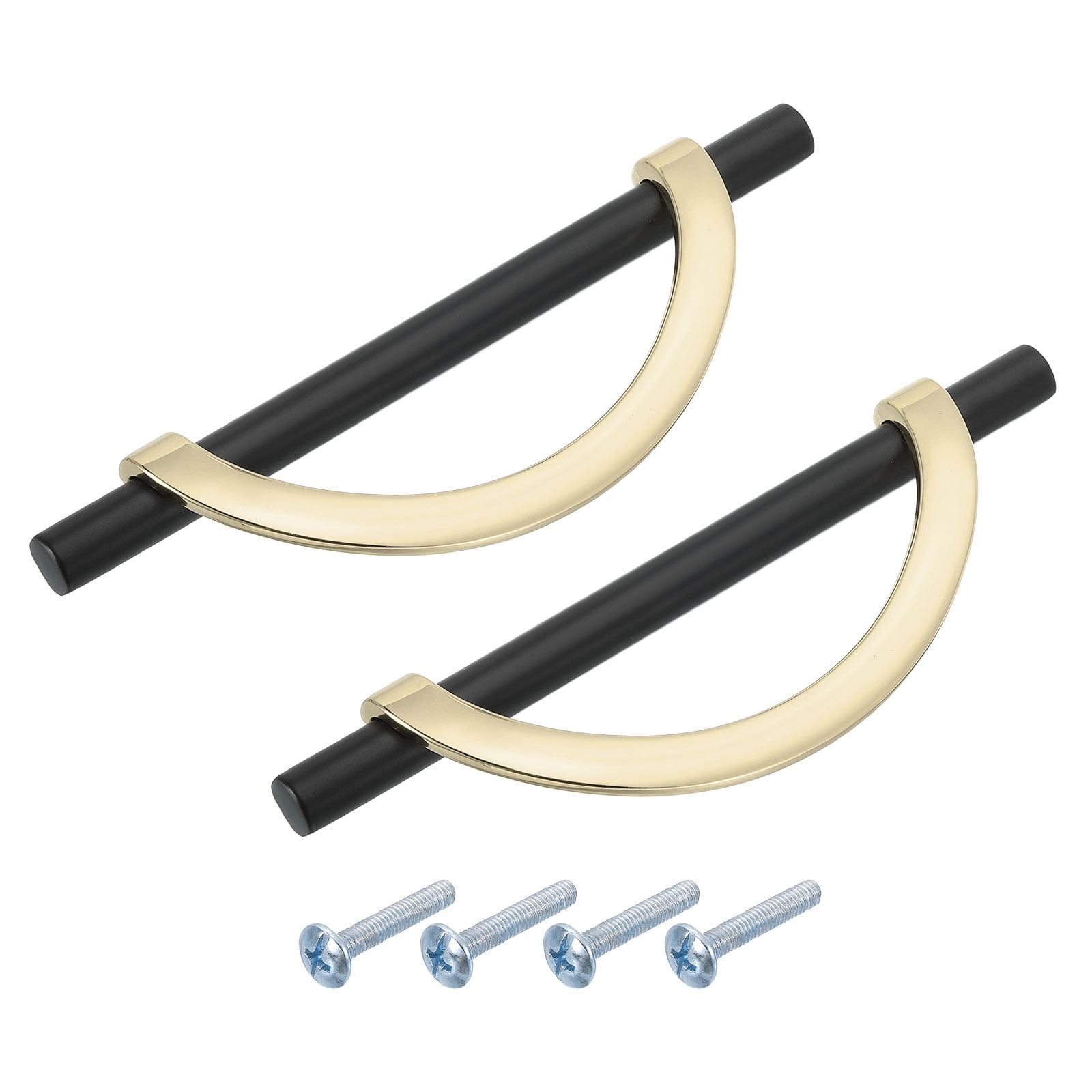 Uxcell 2Pcs 5.04 inch Kitchen Cabinet Handle with Screw Black/Gold