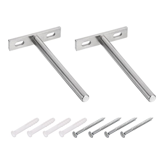 Uxcell 2Pcs 5 inch Wall Mounting Floating Shelf Bracket Blind Shelf Support, Silver