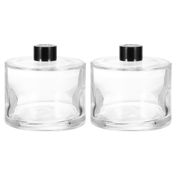 Uxcell Clear Black Empty Glass Diffuser Bottle Fragrance Accessories for Home Living Room 2 Pcs 4.1" x 4.1"