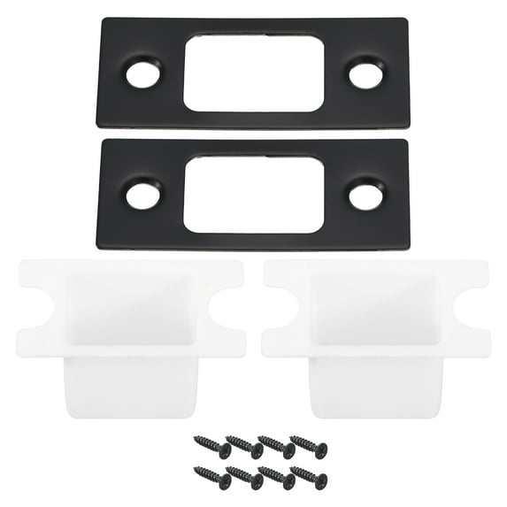 Uxcell 2Pcs 57x25.5mm 201 Stainless Steel Door Latch Deadbolt Strike Plate with Box, Black