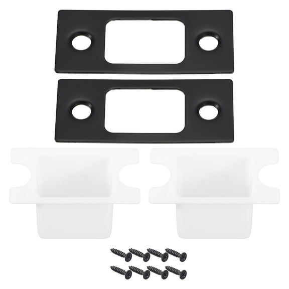 Uxcell 2Pcs 57x25.5mm 201 Stainless Steel Door Latch Deadbolt Strike Plate with Box, Black