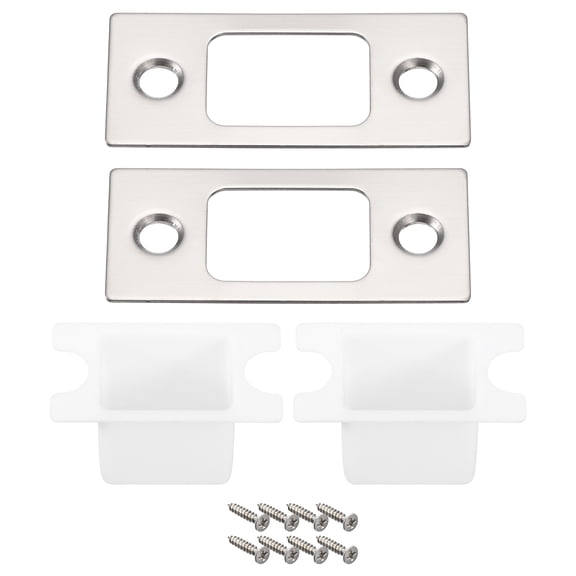 Uxcell 2Pcs 57x25.5mm 201 Stainless Steel Door Latch Deadbolt Strike Plate with Box, Silver