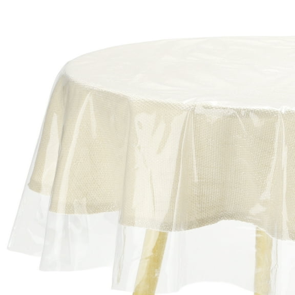 Uxcell 2Pcs 60 Inch Clear Plastic Tablecloth, Waterproof Oilproof Round Vinyl Table Cover Protector, Table Cloth for Dining, Parties and Holidays