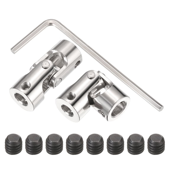 Uxcell 2Pcs 6mm to 8mm ID Steering Universal Joint Shaft Coupling L35XD14 Metal 45°Degree Rotatable Joints Coupler