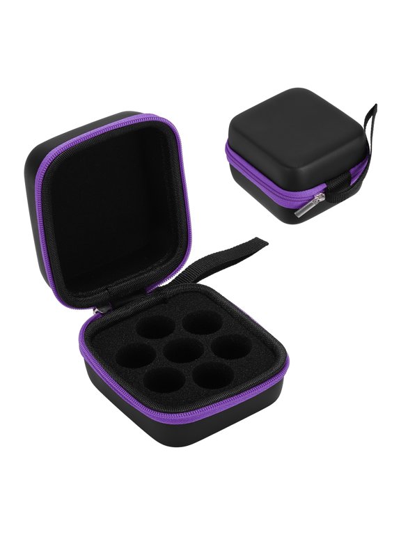 2Pcs 7 Slots 5ml Vial Case Essential Oil Storage Case, Purple, Portable Essential Oils Holder Organizer Bag Holds 5ml Bottles for Fridge Home Travel and Presentations