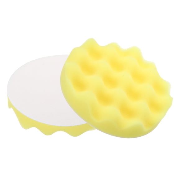Uxcell 2Pcs 7" Waffle Polishing Foam Buffing Pads, Yellow, Foam Heavy Polishing Pad with Hook and Loop Back for Paint Correction Deep Defect Removal, Car RV, Washable and Reusable