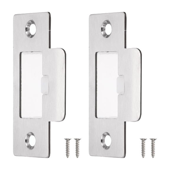 Uxcell 2Pcs 70mm x 39.5mm 201 Stainless Steel Door Latch Deadbolt Strike Plate, Silver