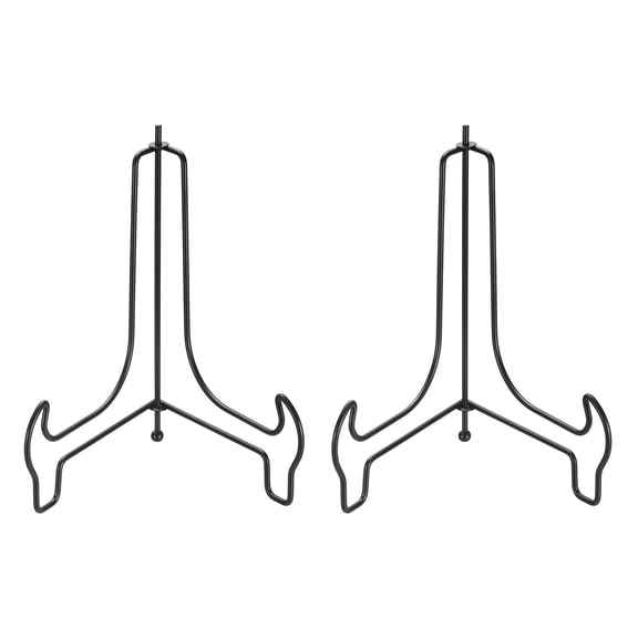 Uxcell 2Pcs 8 inch Plate Stands for Display Iron Folding Holder for Book Picture, Black