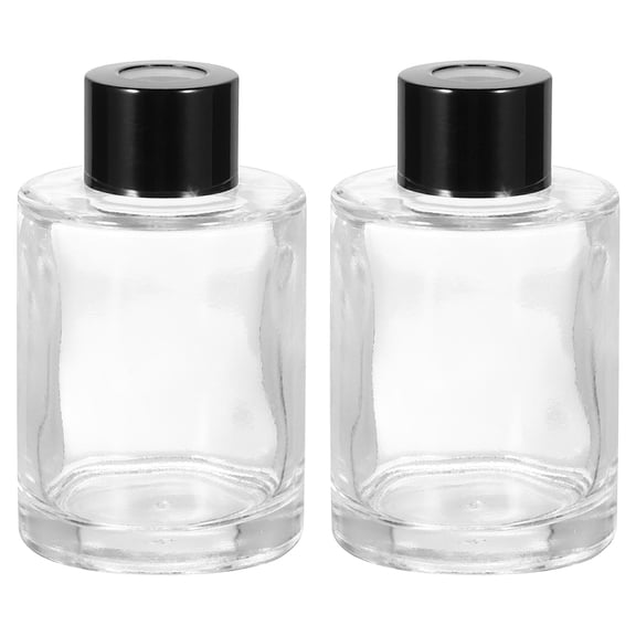 Uxcell Clear Black Empty Glass Diffuser Bottle Fragrance Accessories for Home Living Room 2 Pcs 3.4" x 2"