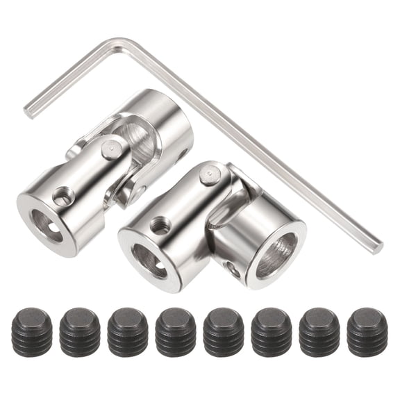 Uxcell 2Pcs 8mm to 10mm ID Steering Universal Joint Shaft Coupling L35XD16 Metal 45°Degree Rotatable Joints Coupler