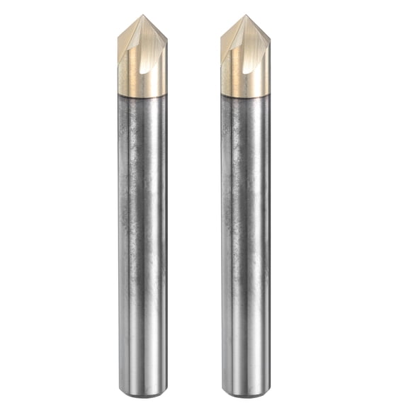 Uxcell 2Pcs 90 Degree V Groove Engraving Router Bit for CNC Tip and 4 Flutes 1/4 inch Shank Carving Bit Carbide End Mill