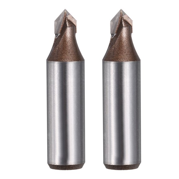 Uxcell 2Pcs 90 Degree V Groove Router Bit 1/2" Shank 7.94mm Dia, 52mm Long Carbide Chamfer Bit, 2 Flutes V Shaped Router Bit, for CNC Woodwork, Smooth Chip Removal