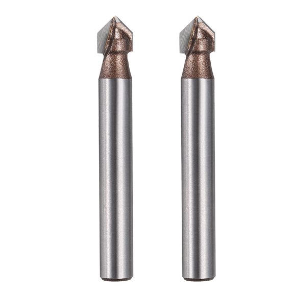 Uxcell 2Pcs 90 Degree V Groove Router Bit 6mm Shank 6.35mm Dia, 46mm Long Carbide Chamfer Bit, 2 Flutes V Shaped Router Bit, for CNC Woodwork, Smooth Chip Removal
