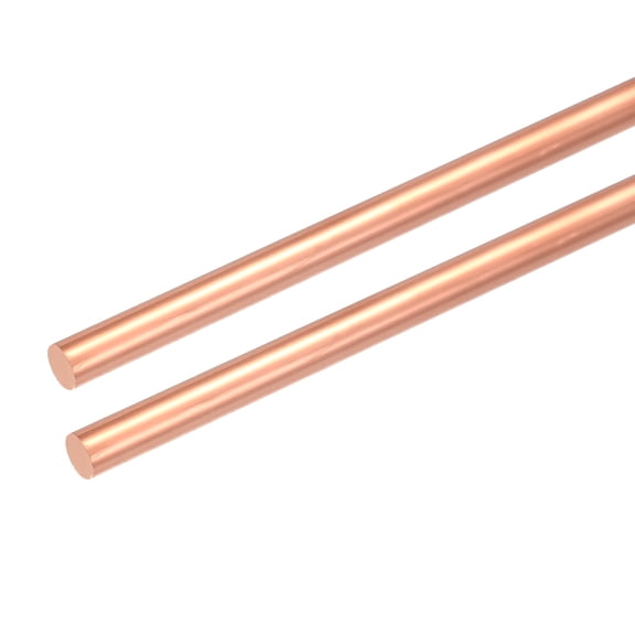 Uxcell 2Pcs 99.99% Pure Copper Round Rod, 6mm / 0.24" Dia 10.2" Length Bare Copper cu Metal Rod Lathe Bar Stock for DIY Metal Craft Hobbies Gardening Industry Decoration