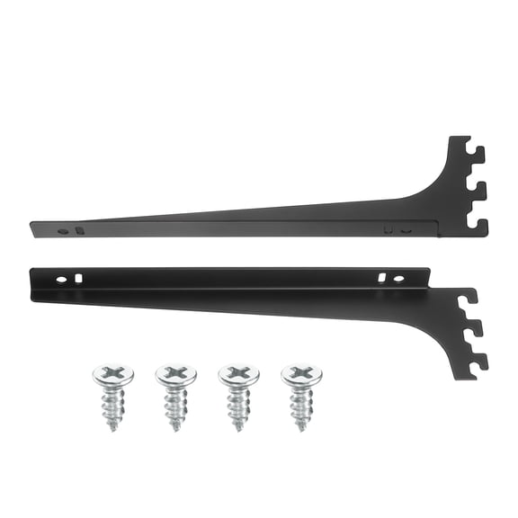 Uxcell 2Pcs Adjustable Shelf Bracket, 10.4 Inch Upright Bracket Shelf Bracket, Glass Shelf Support with Screws for Bookshelf Wall Storage Wardrobe Kitchen Closet (2.3mm Thick, Black)