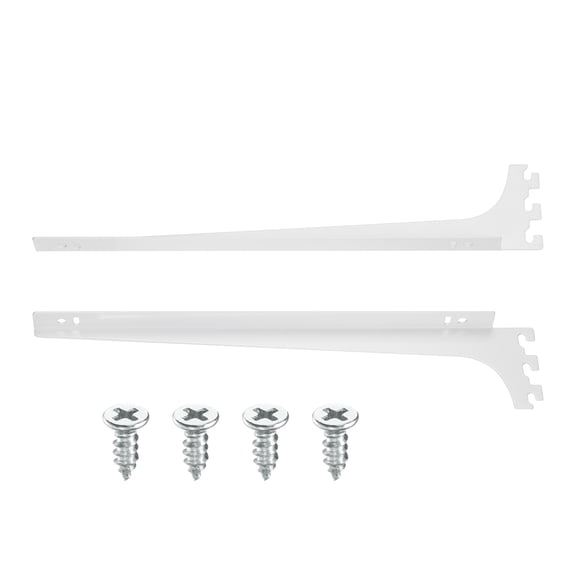 Uxcell 2Pcs Adjustable Shelf Bracket, 13.6 Inch Upright Bracket Shelf Bracket, Glass Shelf Support with Screws for Bookshelf Wall Storage Wardrobe Kitchen Closet (1.5mm Thick, White)