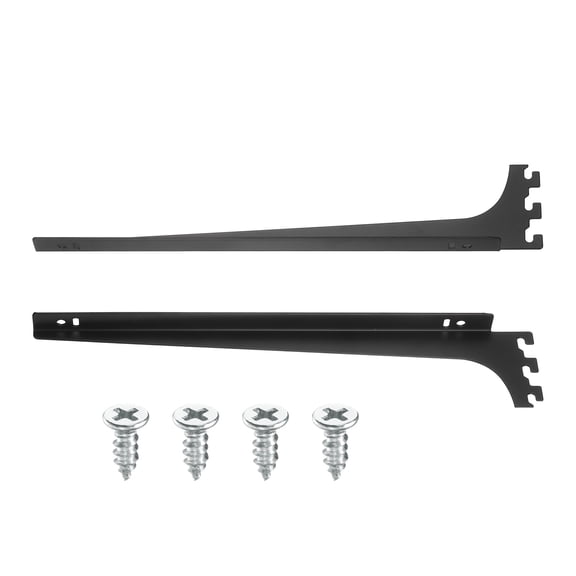 Uxcell 2Pcs Adjustable Shelf Bracket, 13.6 Inch Upright Bracket Shelf Bracket, Glass Shelf Support with Screws for Bookshelf Wall Storage Wardrobe Kitchen Closet (1.5mm Thick, Black)