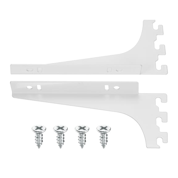 Uxcell 2Pcs Adjustable Shelf Bracket, 6.3 Inch Upright Bracket Shelf Bracket, Glass Shelf Support with Screws for Bookshelf Wall Storage Wardrobe Kitchen Closet (1.5mm Thick, White)