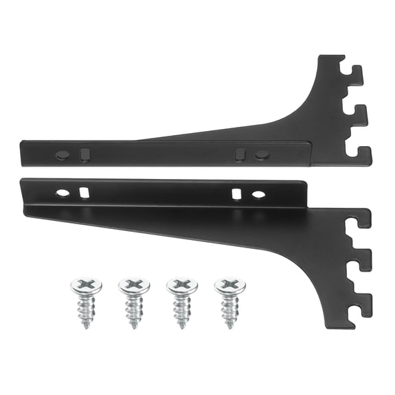 Uxcell 2Pcs Adjustable Shelf Bracket, 6.3 Inch Upright Bracket Shelf Bracket, Glass Shelf Support with Screws for Bookshelf Wall Storage Wardrobe Kitchen Closet (1.5mm Thick, Black)