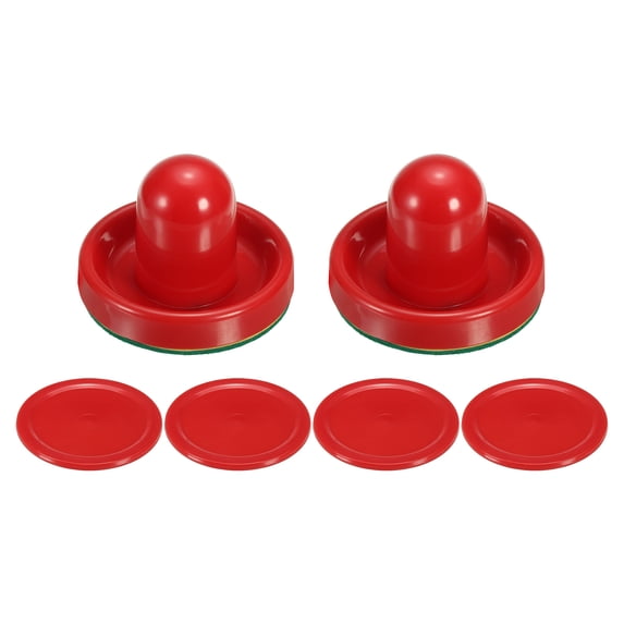Uxcell 2Pcs Air Hockey Pusher 75mm with Pad and 4Pcs Air Hockey Pucks Handles Paddles Replacement Accessory