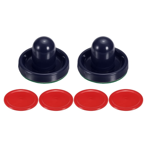 Uxcell 2Pcs Air Hockey Pushers 76mm with Pads and 4Pcs Air Hockey Pucks, Handles Paddles Replacement Accessory