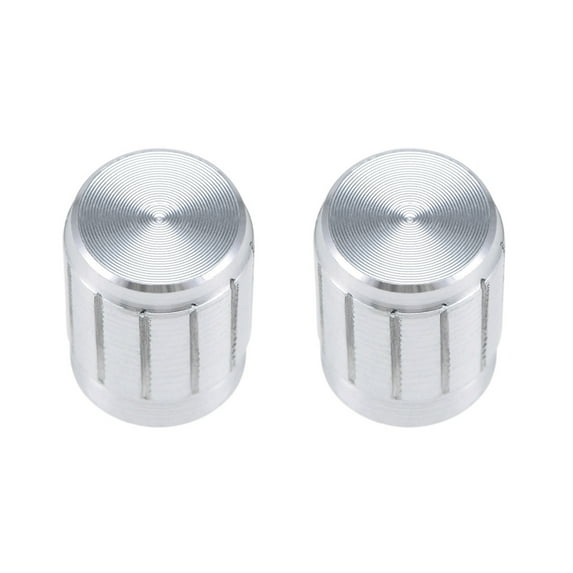 Uxcell 2Pcs Aluminium Alloy Potentiometer Rotary Knob for 6mm Dia Hole Silver Tone