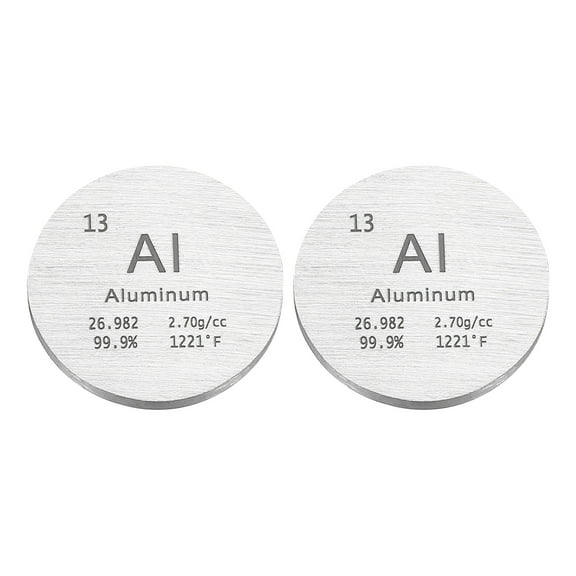 Uxcell 2Pcs Aluminum Disc, 0.8 inch Al Density Circle Sheets Plates High Density Element Cube Unique Metal Periodic Table for Collections Lab Experiment Chemistry Teacher Scientific