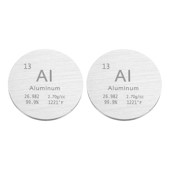 Uxcell 2Pcs Aluminum Disc, 1.2 inch Al Density Circle Sheets Plates High Density Element Cube Unique Metal Periodic Table for Collections Lab Experiment Chemistry Teacher Scientific